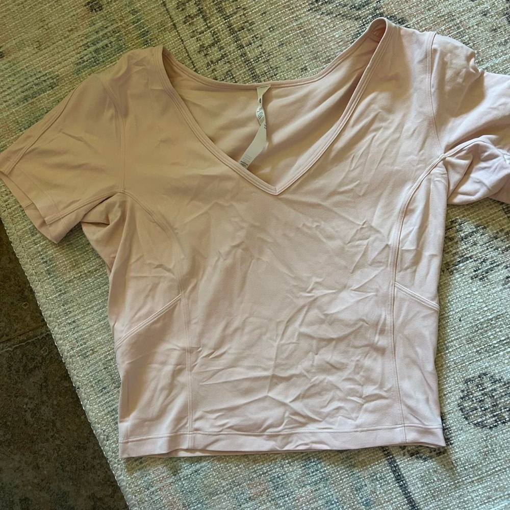 lululemon athletica Light Pink V-Neck Short Sleeve Top